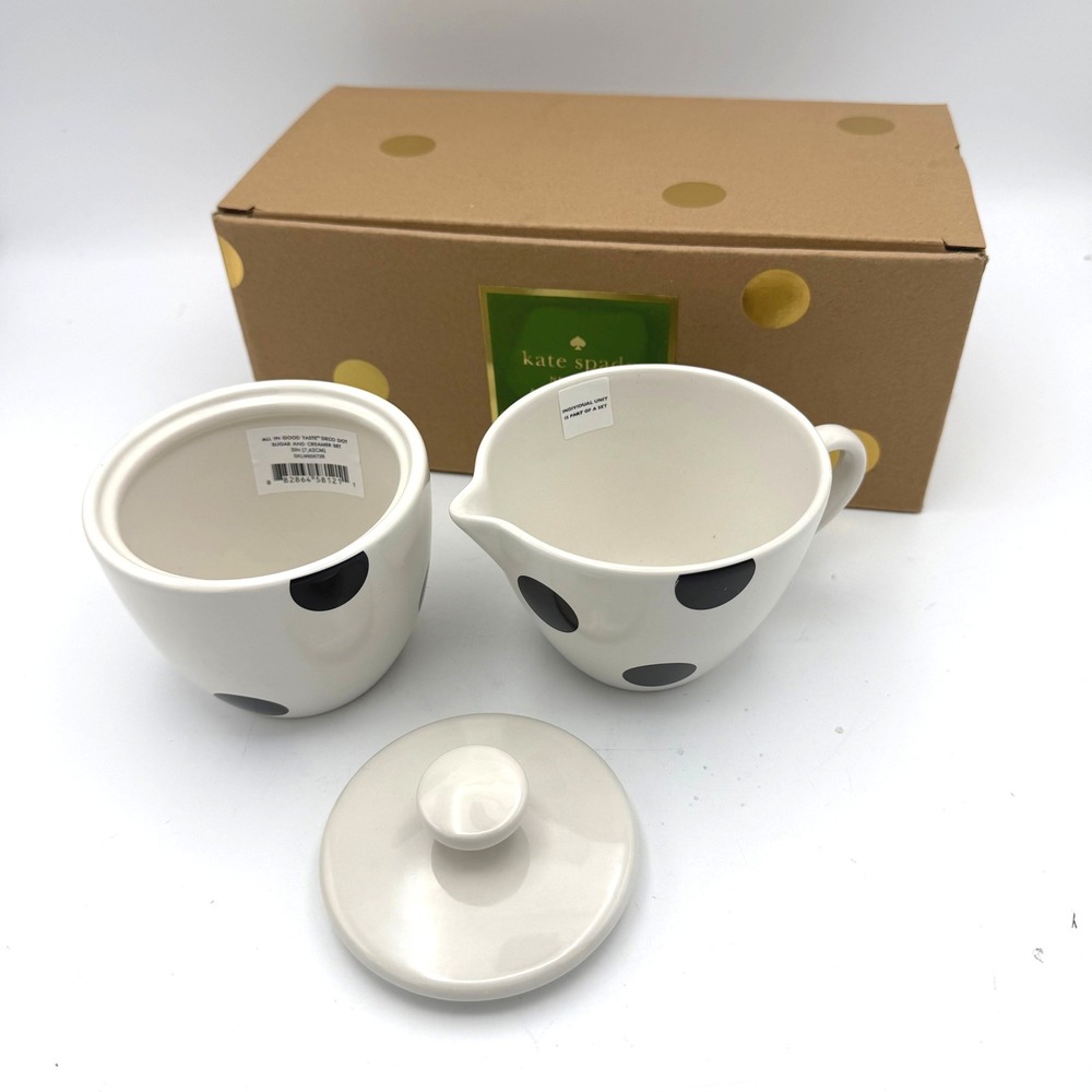 Kate Spade Sugar and Creamer Set Unisex 3in White Deco Dot Polka Dot 856726